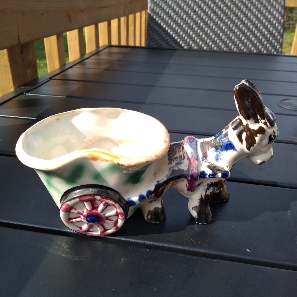 Kitschy Kritters, Vintage Donkey & Wagon Planter, Colourful - Picture 7 of 13